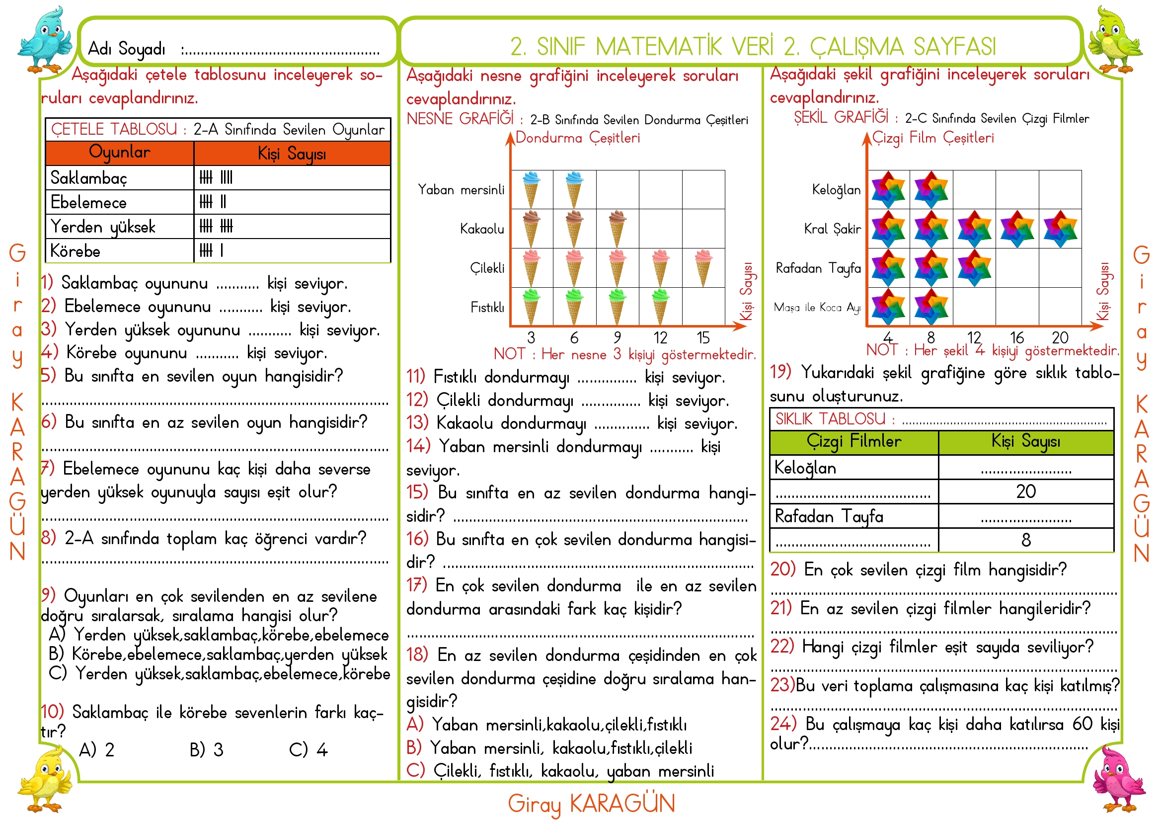 2. Sınıf Matematik Veri ve Değerlendirme 2 Etkileşimli PDF