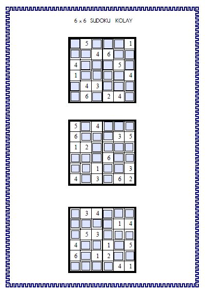 Sudoku 6x6 - 1 (Etkileşimli )