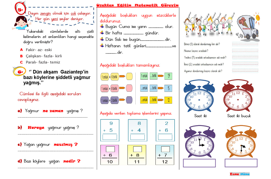 Uzaktan Eğitim Türkçe Matematik Görevim 1.ve 2.Sınıfa Uygun - Keloğlan