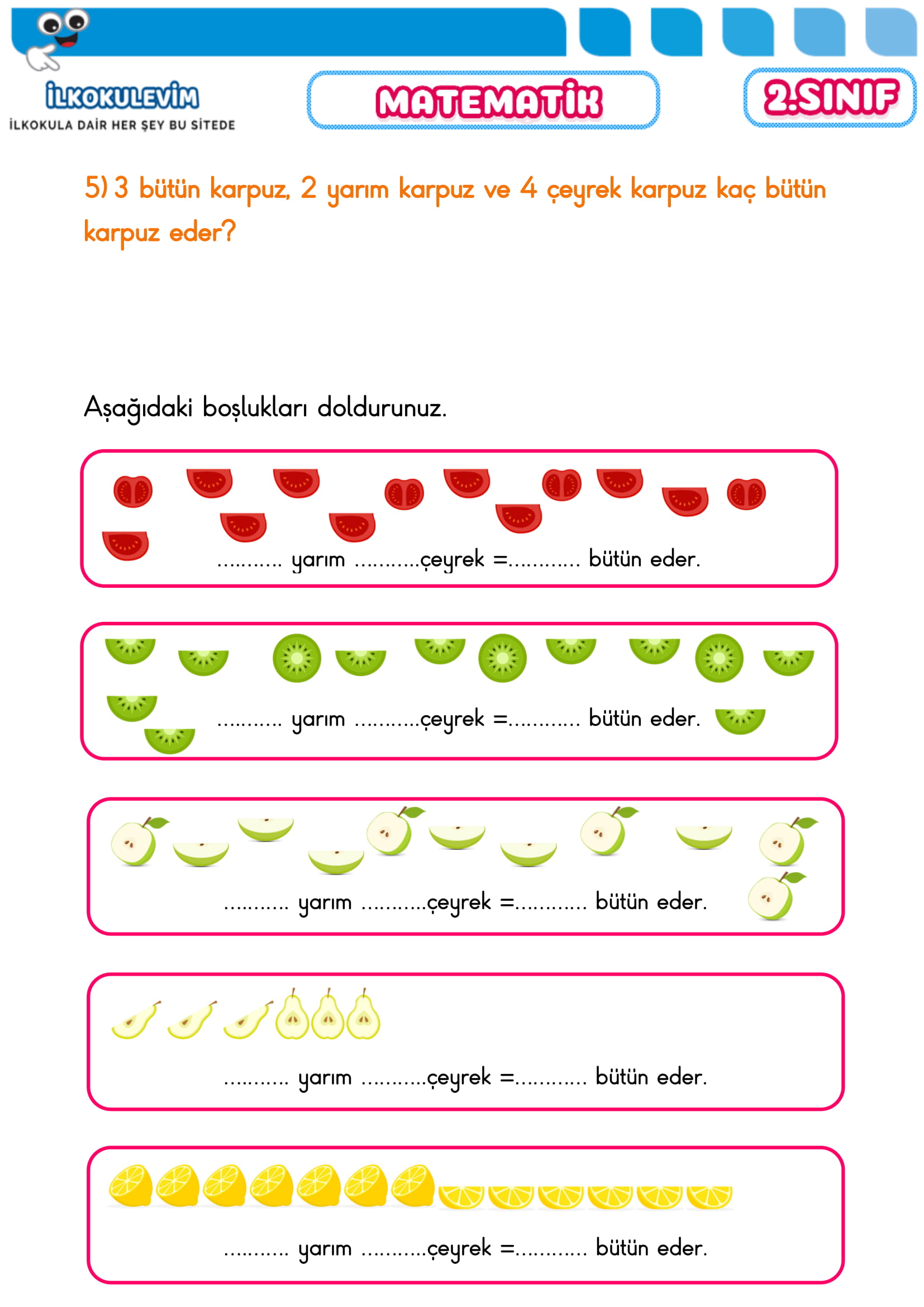 2.Sınıf 15 Nisan 2020 Türkçe-Matematik Etkinlikleri