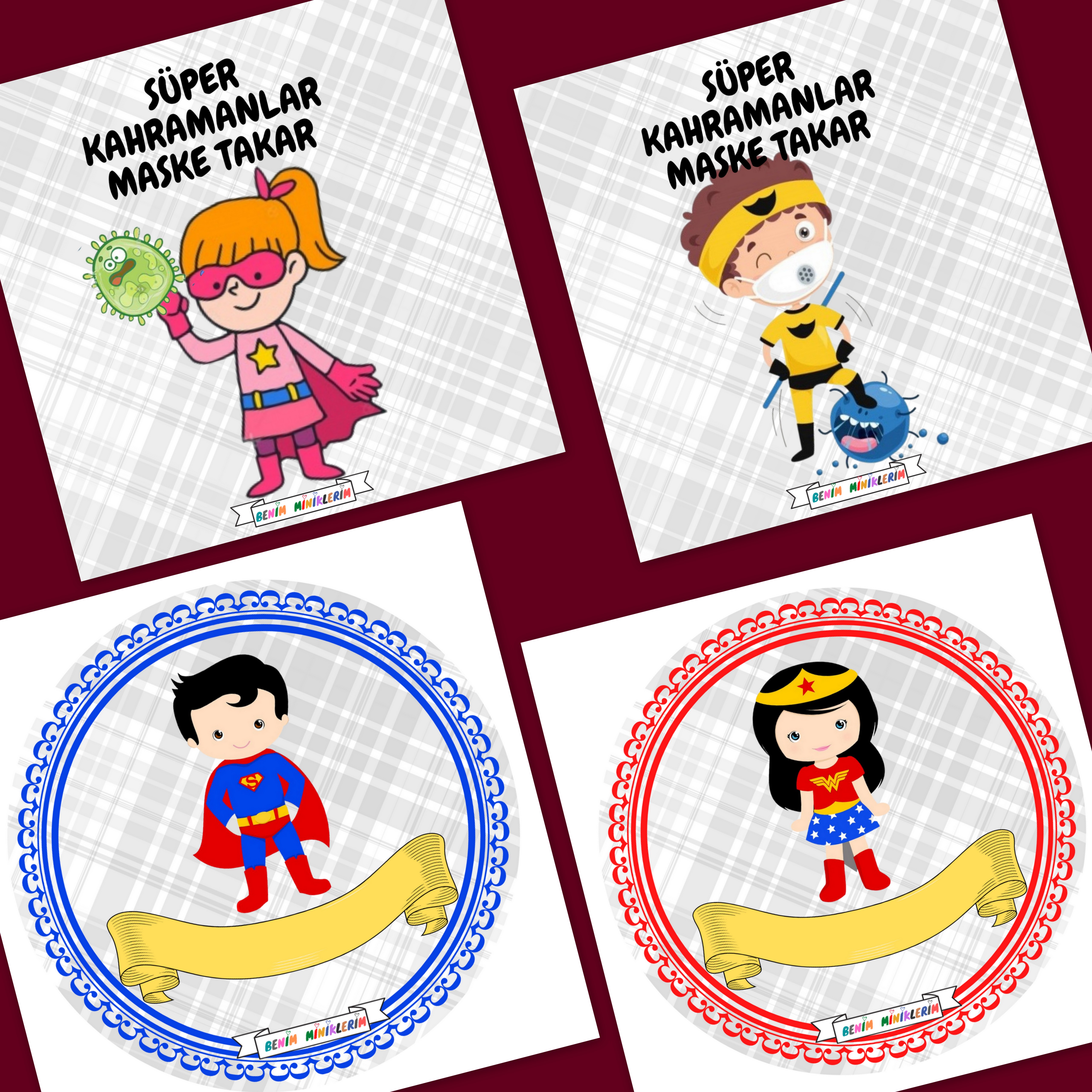 Süper Kahramanlar - Hediye Etiketleri - Kız Çocuk