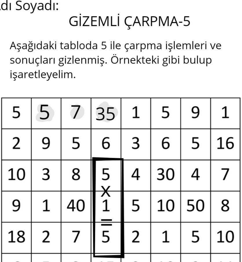 GİZEMLİ ÇARPMA -5
