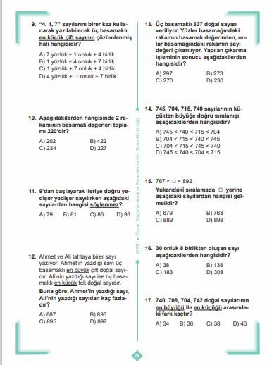 3. SINIF ÇALIŞMA KİTABI MEB