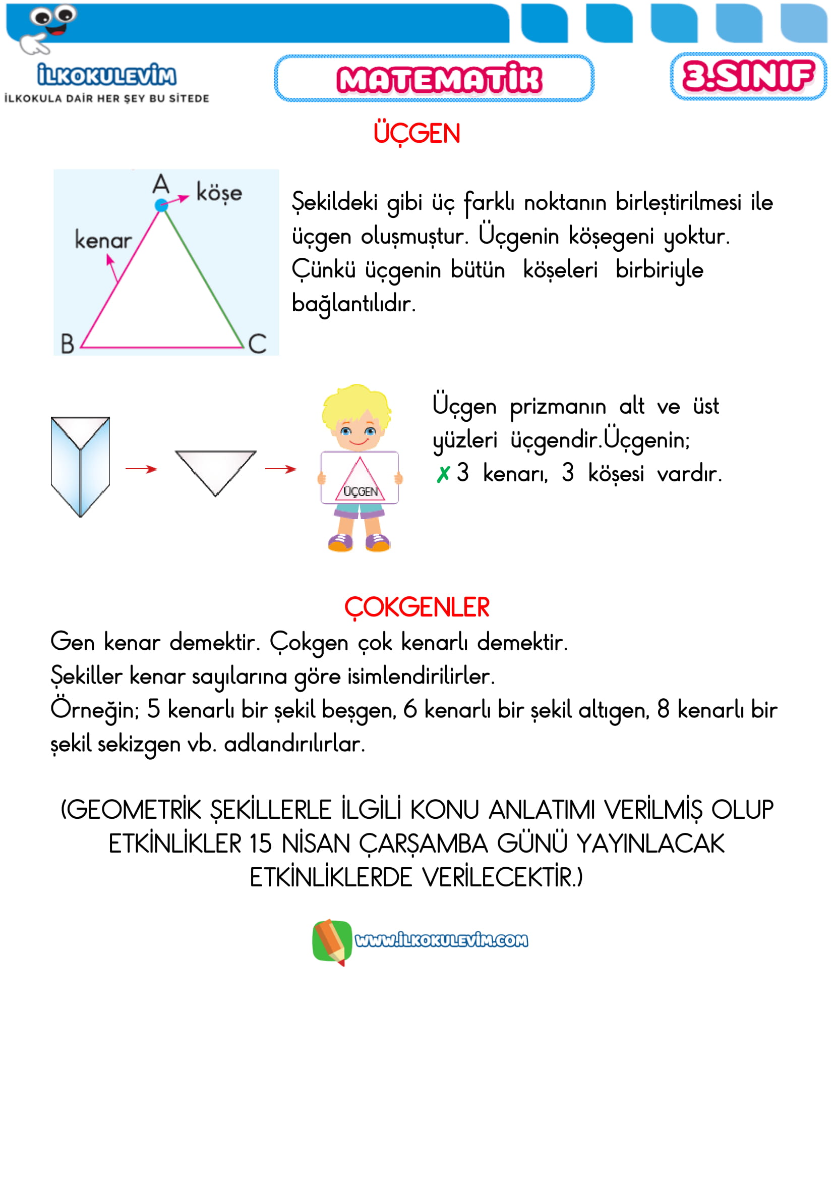 3.Sınıf 13 Nisan 2020 Türkçe-Matematik Etkinlikleri