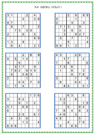 Sudoku Kolay 17  ( 9x9 )