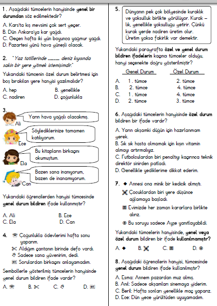 4. Sınıf Türkçe Söz Varlığını Geliştirme 3