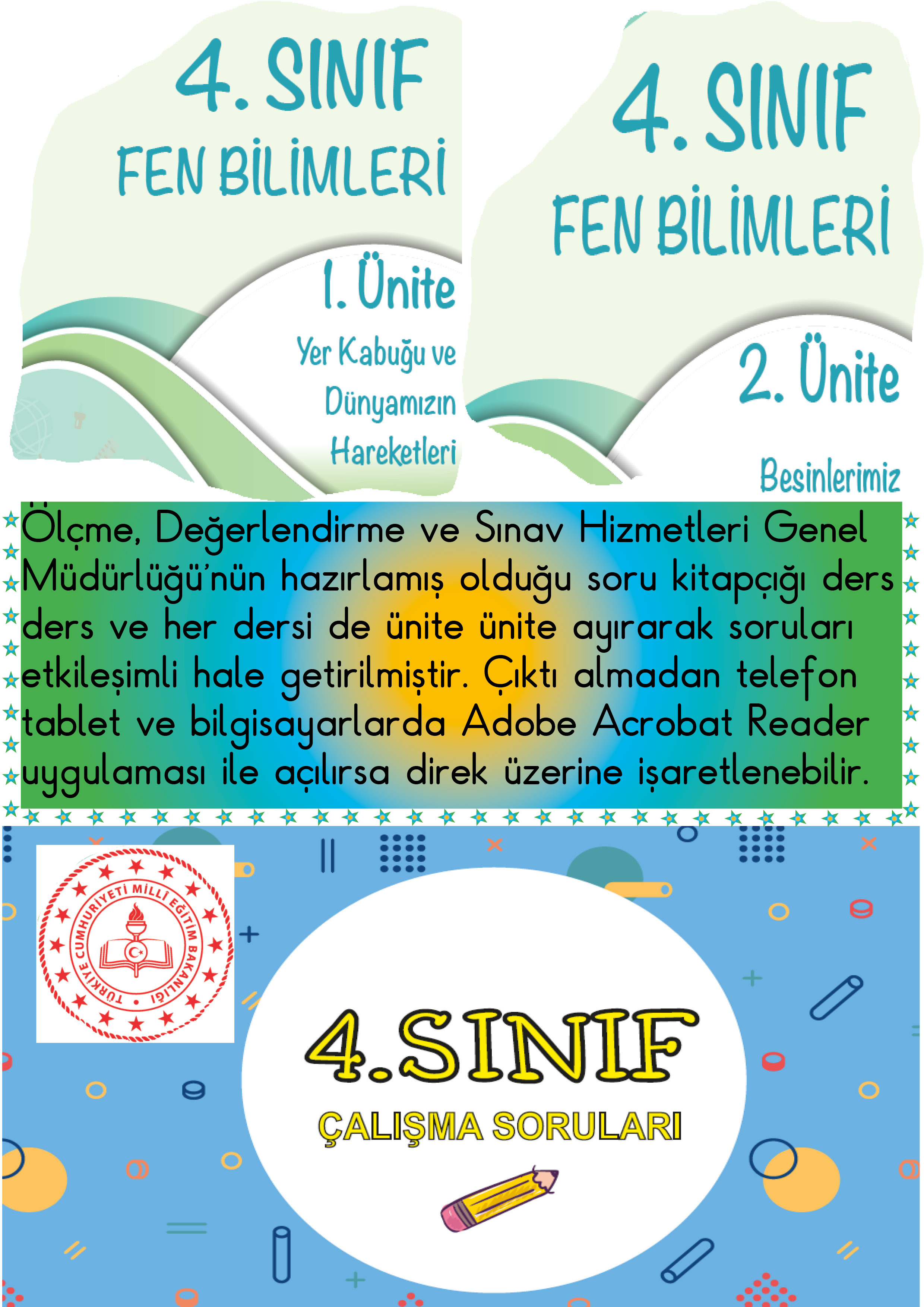 ETKİLEŞİMLİ 4.SINIF FEN BİLİMLERİ 1-2 ÜNİTEMEB ÖDSGM ÇALIŞMA SORULARI