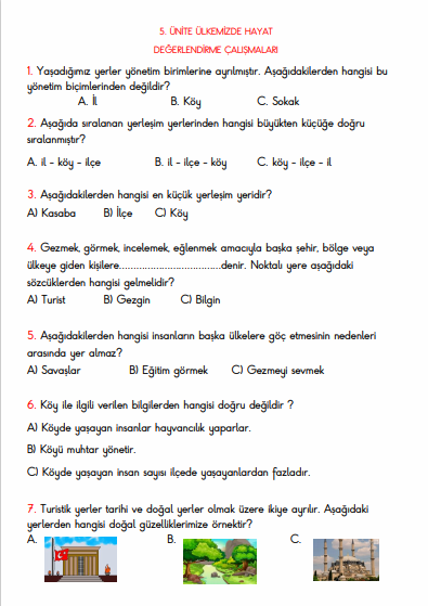 1. sınıf Matematik Problem, Türkçe, Hayat Bilgisi  TELAFİ 3. GÜN