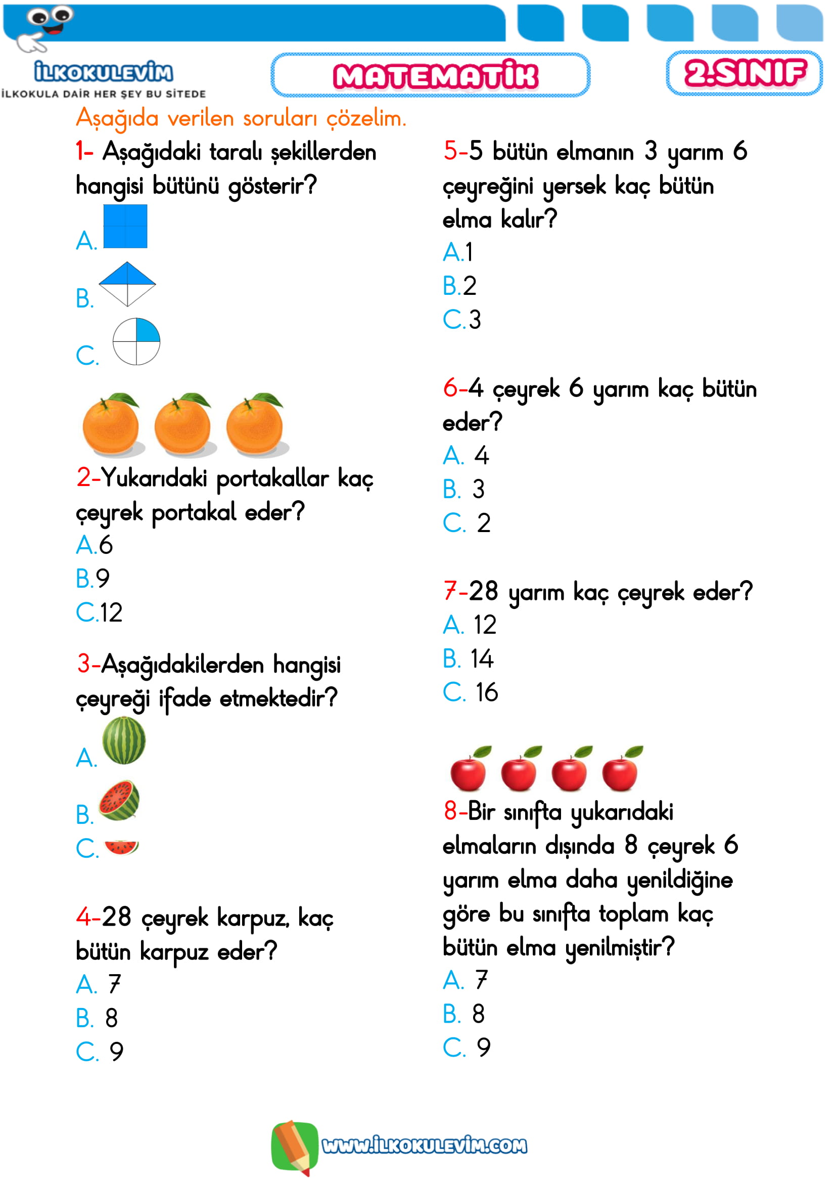 2.Sınıf 13 Nisan 2020 Türkçe-Matematik Etkinlikleri