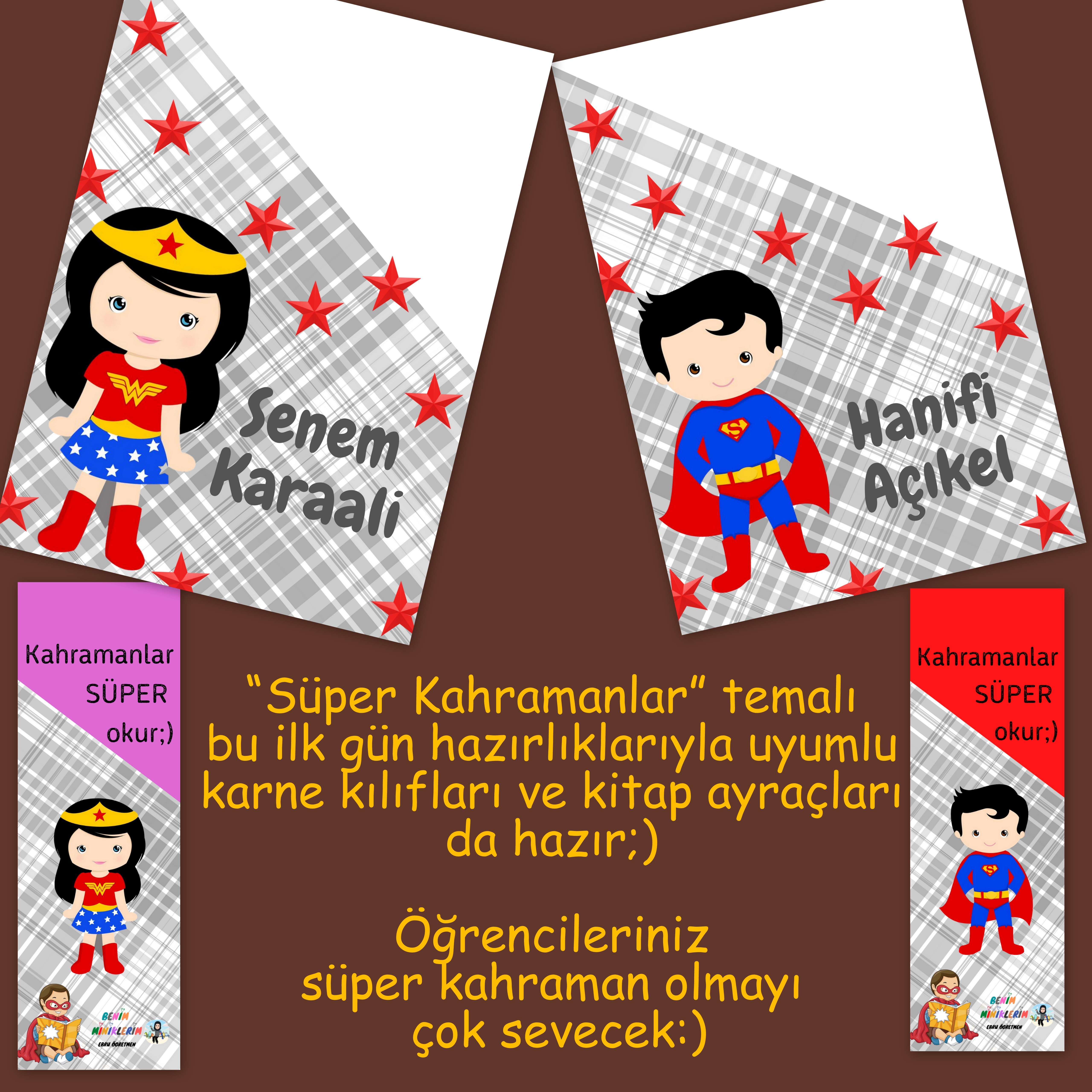 Süper Kahramanlar - Hediye Etiketleri - Kız Çocuk
