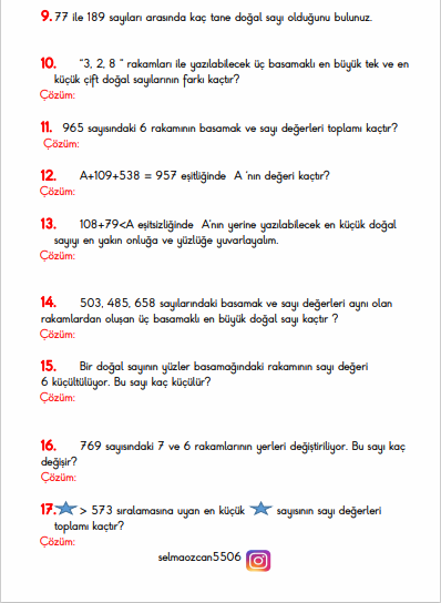 DOĞAL SAYI PROBLEMLERİ