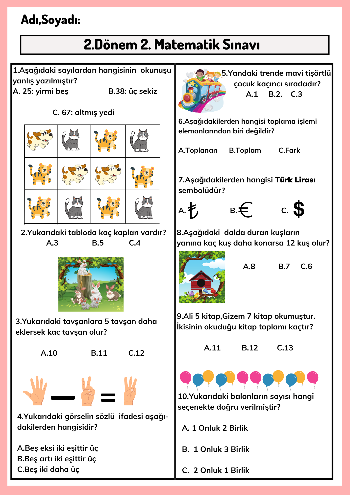 Matematik 2.Dönem 2.Sınav