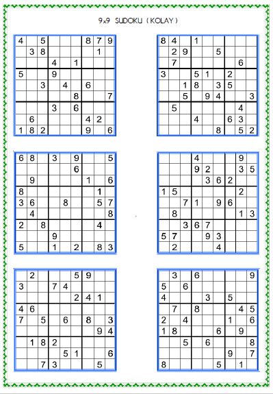 Sudoku Kolay 12  ( 9x9 )