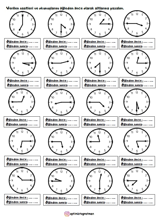 2. Sınıf Matematik Saat Kaç Etkinliği - 3