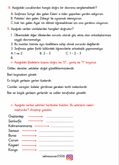1. sınıf Matematik Problem, Türkçe, Hayat Bilgisi  TELAFİ 3. GÜN