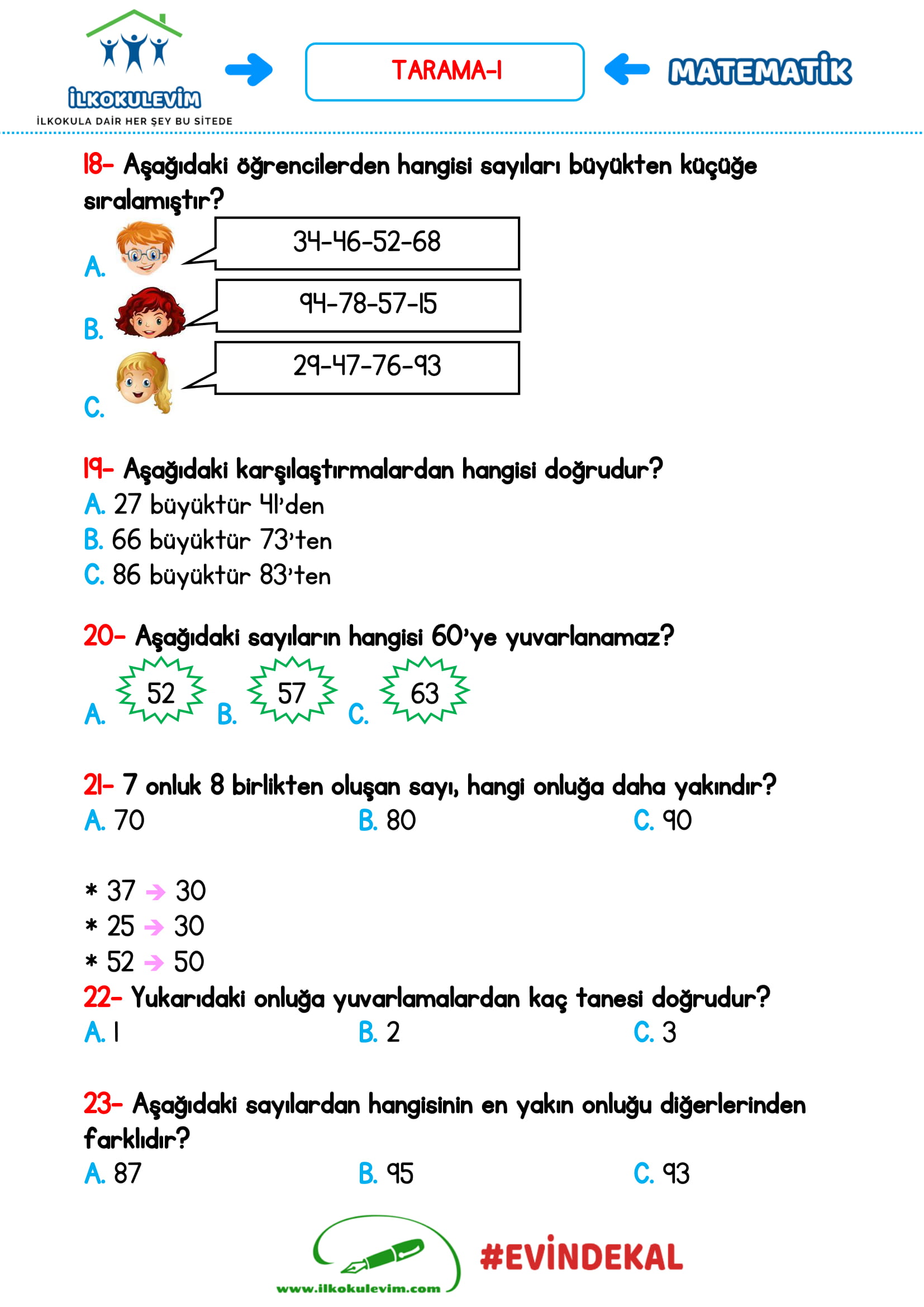 2.Sınıf Matematik 73 Soruluk Tarama-1