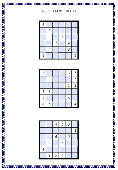 Sudoku 6x6 - 6 (Etkileşimli )