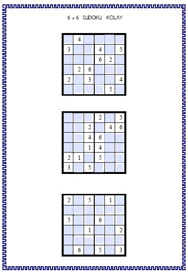 Sudoku 6x6 - 3 (Etkileşimli )