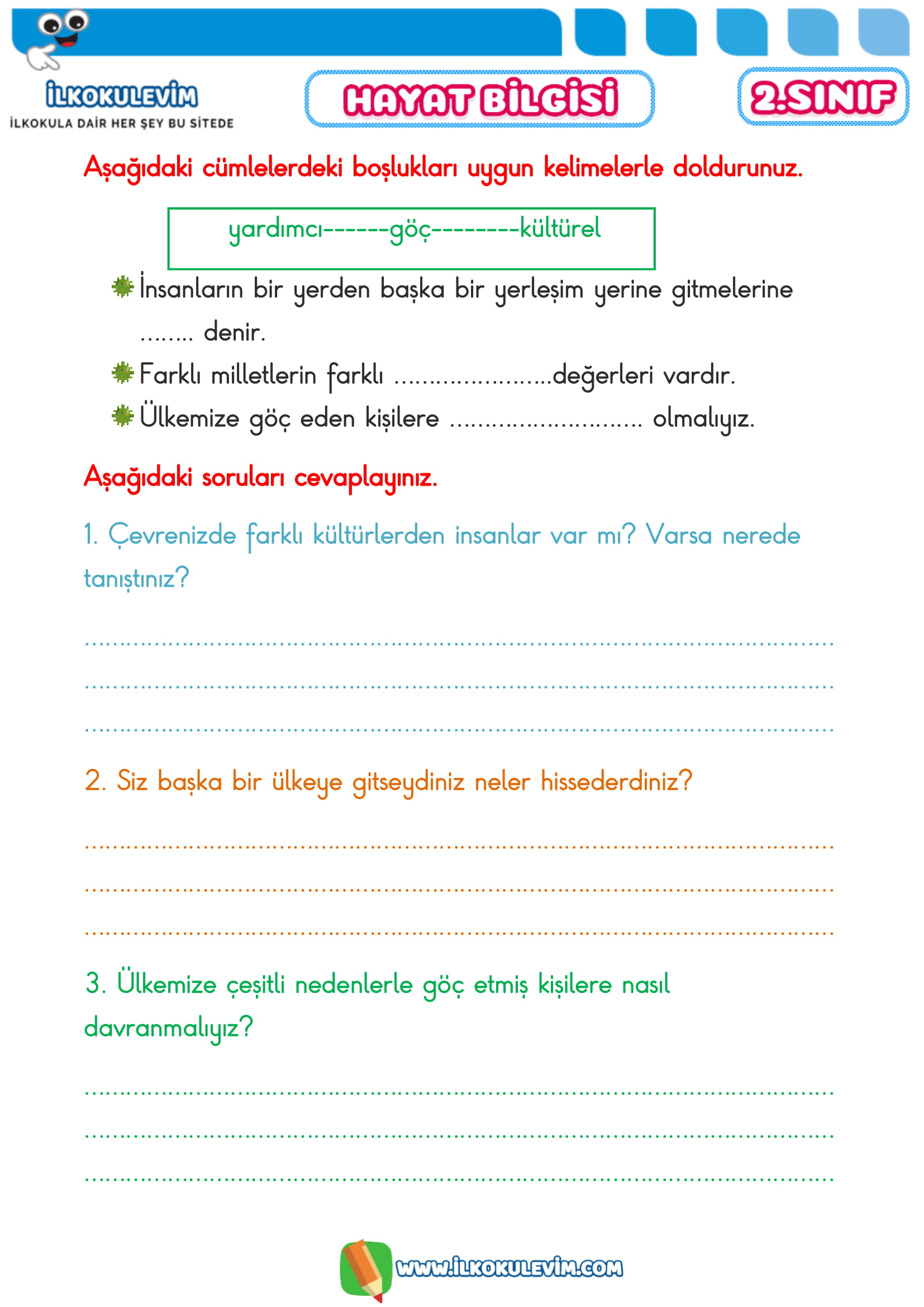 2.Sınıf 14 Nisan 2020 Hayat Bilgisi-Matematik Etkinlikleri