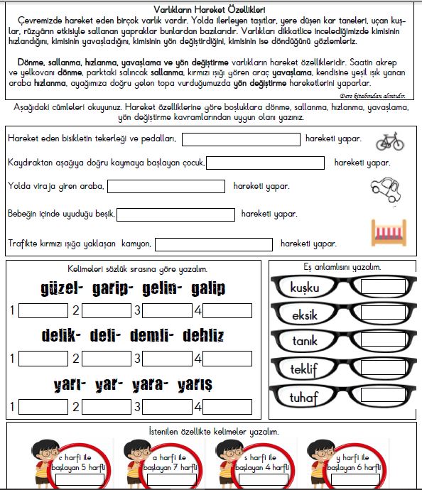 3.SINIF EV ETKİNLİĞİ 2 (4 KASIM ÇARŞAMBA)(ETKİLEŞİMLİ)