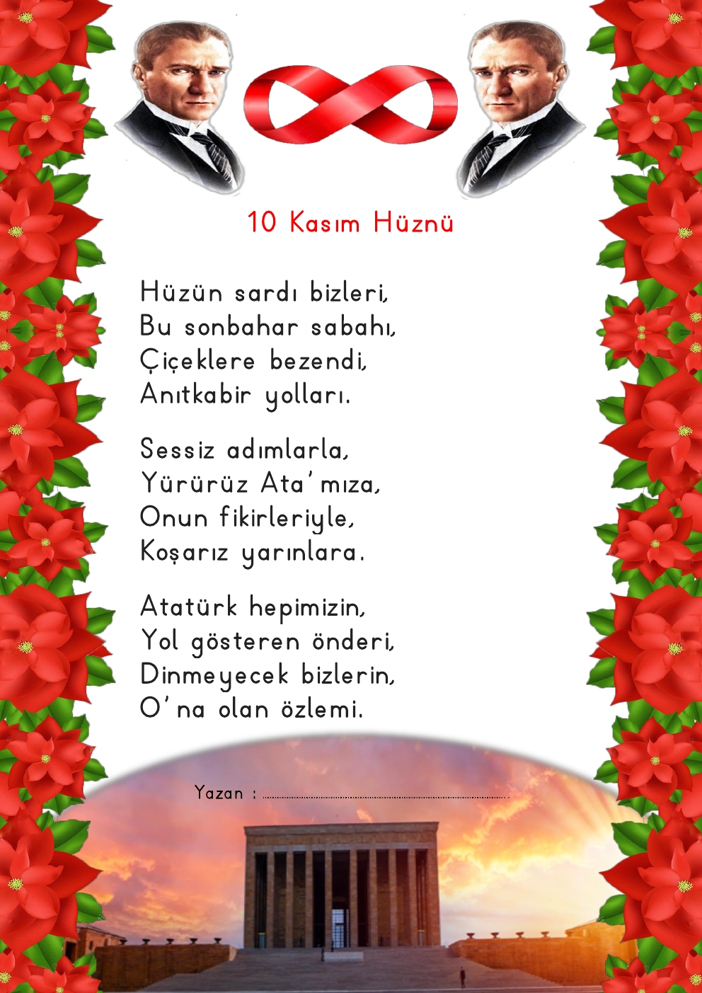 Atatürk Haftası Renkli Şiir Şablonu