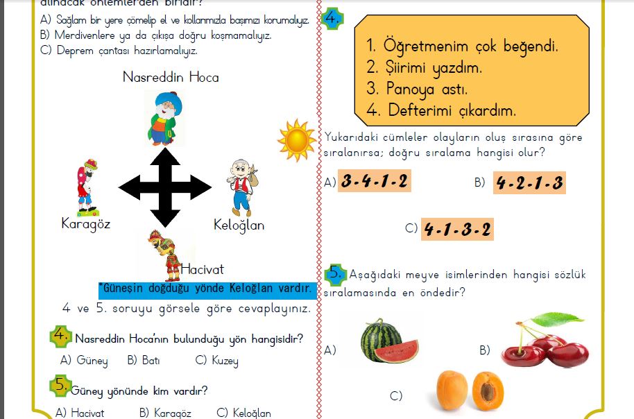 Etkileşimli 2.Sınıf Uzaktan Eğitim Haftalık Kazanım Testi 8-12 Haziran