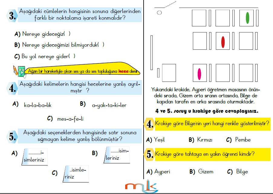 ETKİLEŞİMLİ 3.SINIF 3.KAZANIM DEĞERLENDİRME(05-09 EKİM)