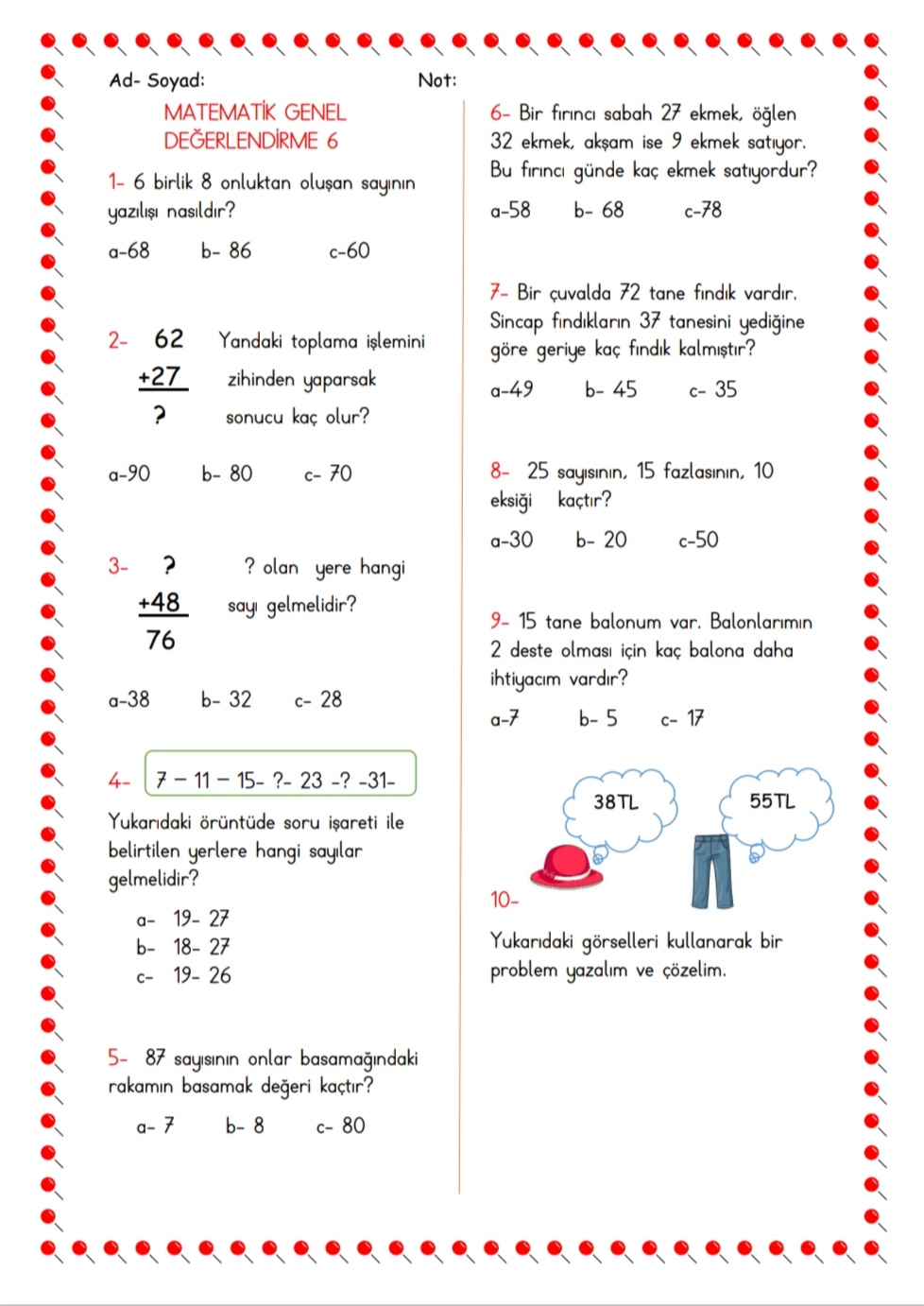 2.sınıf Türkçe Matematik Çalışma - 6