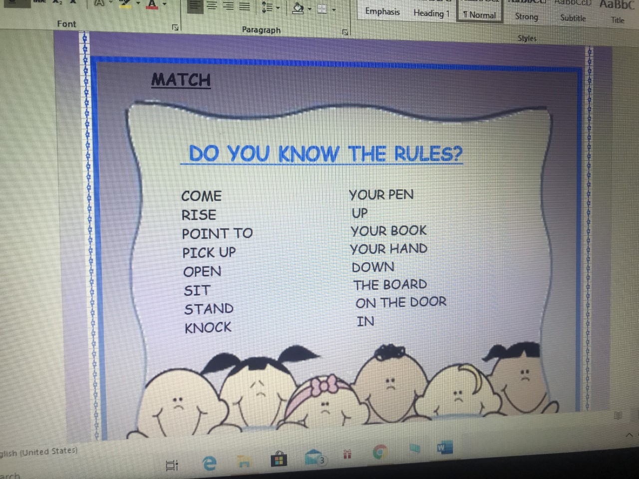 İngilizce 4. Sınıf 1. Ünite Classroom Rules(Sınıf Kuralları)