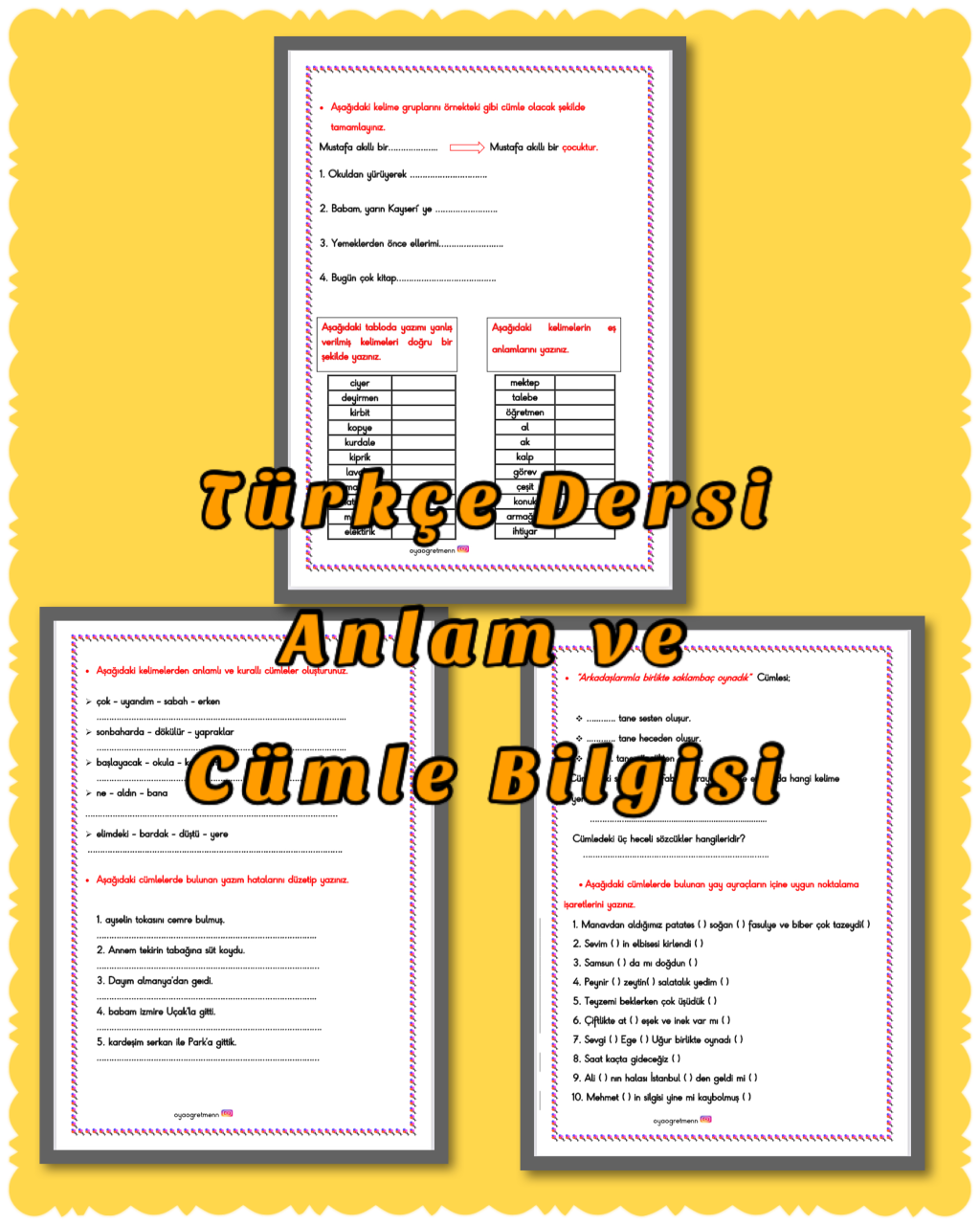 TÜRKÇE DERSİ CÜMLE VE ANLAM BİLGİSİ