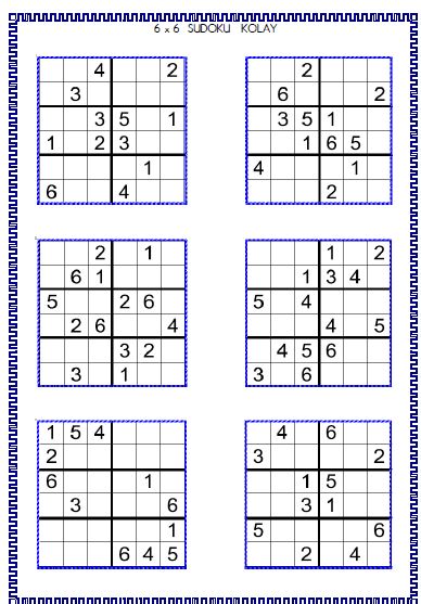 Sudoku 10 ( 6x6 )