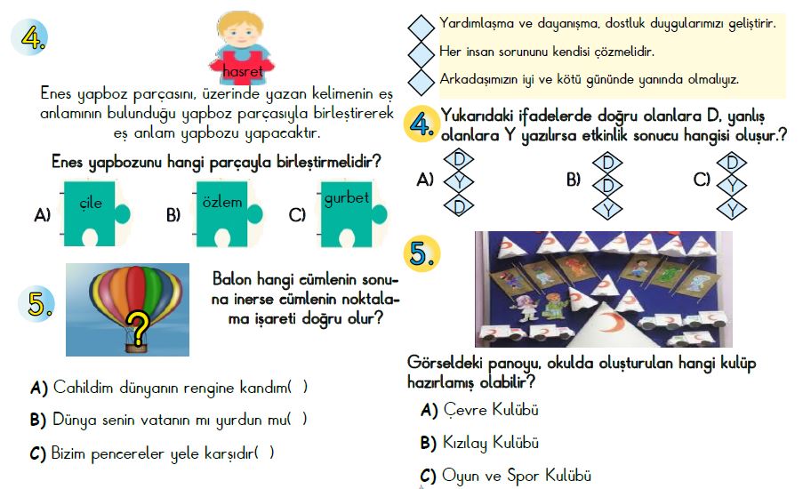 ETKİLEŞİMLİ 3.SINIF 4.KAZANIM DEĞERLENDİRME(12-16 EKİM)