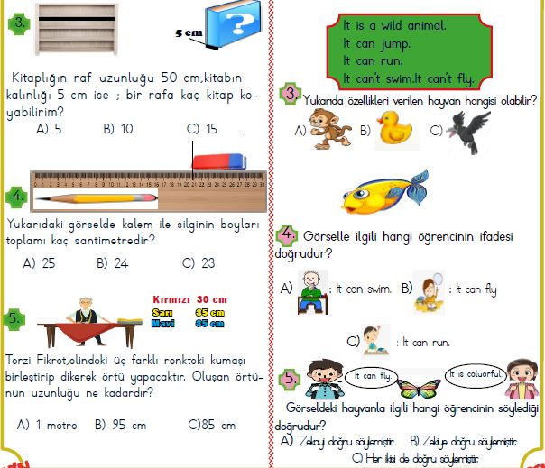 Etkileşimli 2.Sınıf Uzaktan Eğitim Haftalık Kazanım Testi 8-12 Haziran
