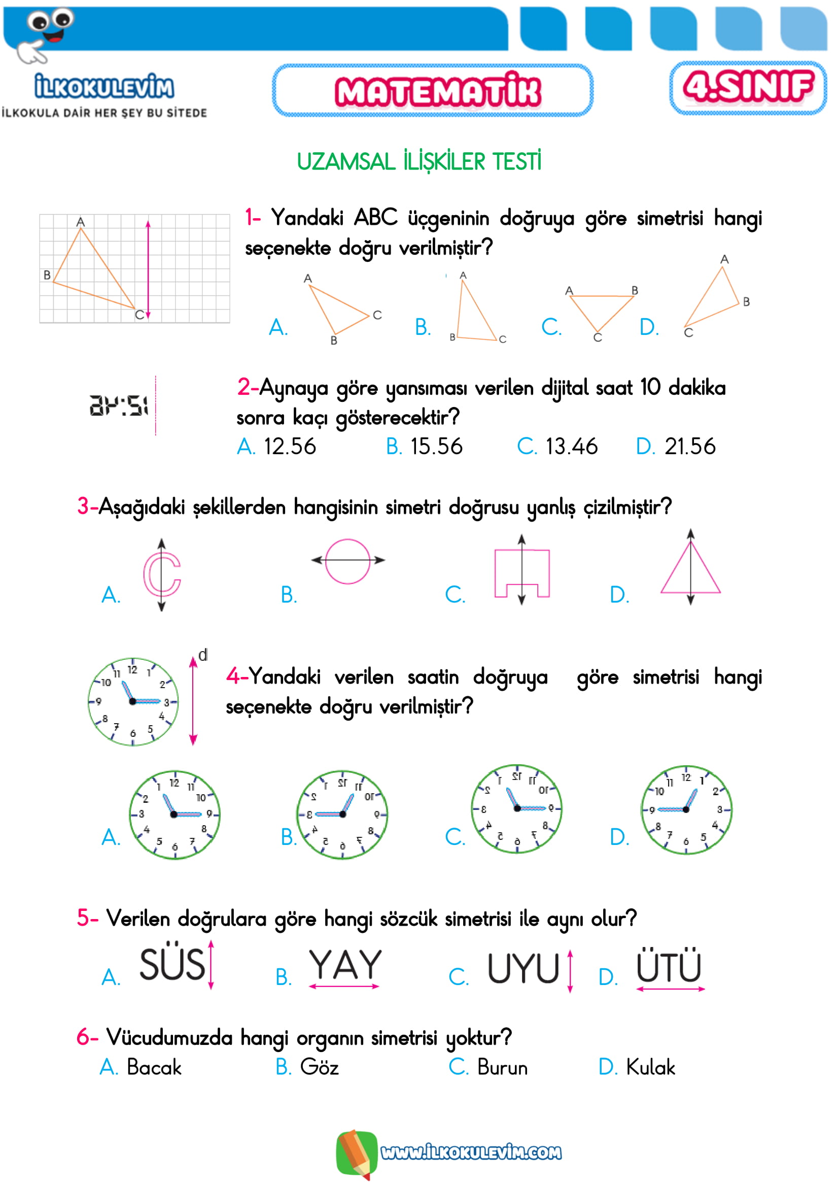 4.Sınıf 15 Nisan 2020 Türkçe-Matematik Etkinlikleri