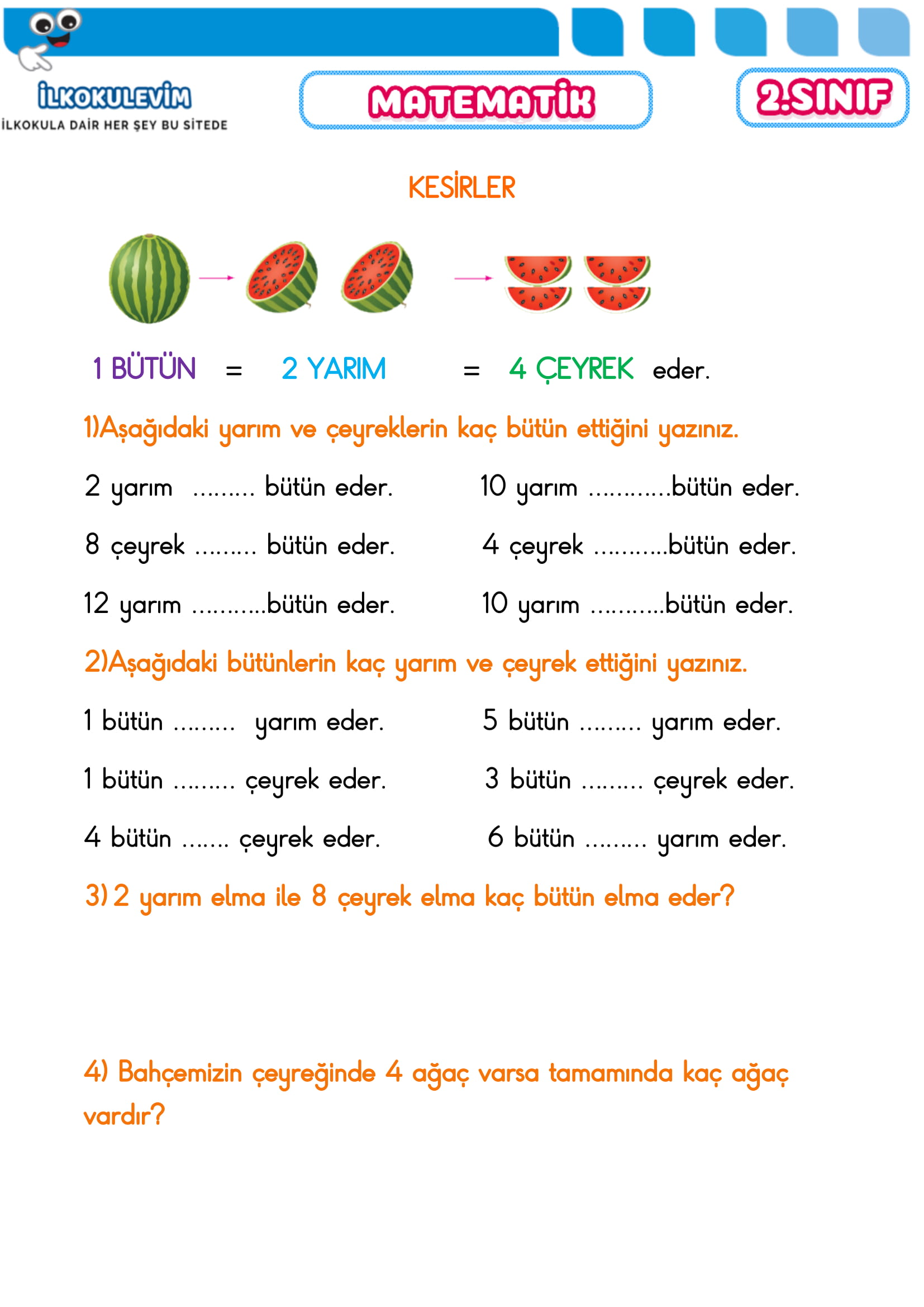 2.Sınıf 15 Nisan 2020 Türkçe-Matematik Etkinlikleri