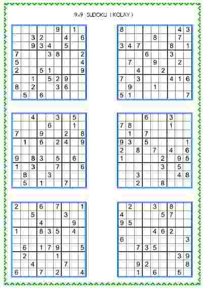 Sudoku Kolay  8  ( 9x9 )