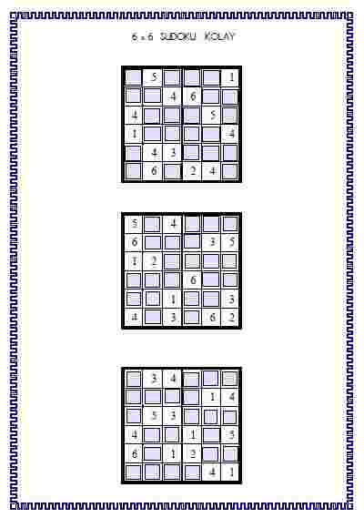 Sudoku 6x6 - 1 (Etkileşimli )
