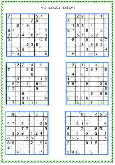 Sudoku Kolay 15  ( 9x9 )