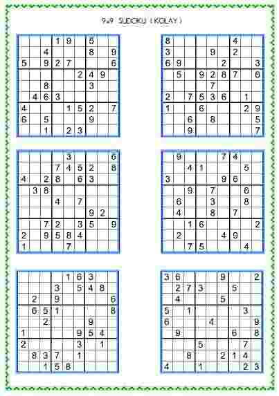 Sudoku Kolay 18 ( 9x9 )