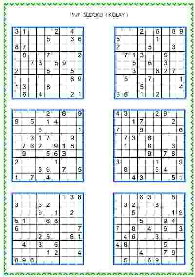 Sudoku Kolay 17  ( 9x9 )