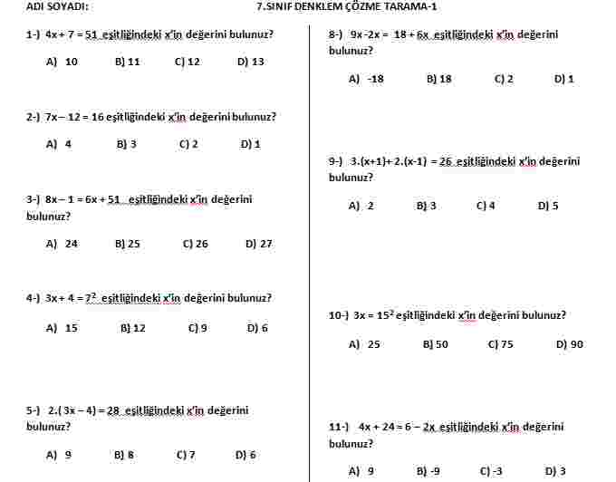 DENKLEM ÇÖZME TARAMA-1 (pdf etkileşimli zipgrade formlu)