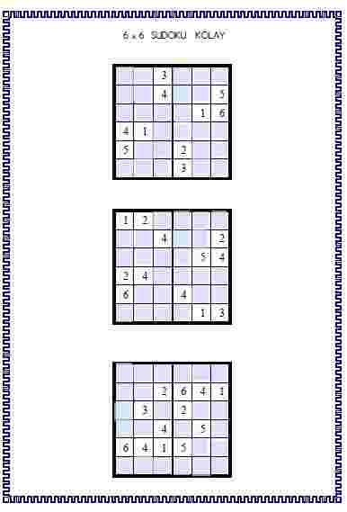 Sudoku 6x6 - 5 (Etkileşimli )