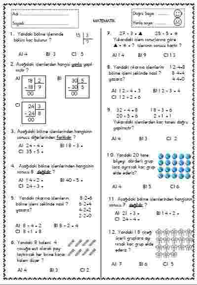 Matematik - Test 14 ( Bölme işlemi )