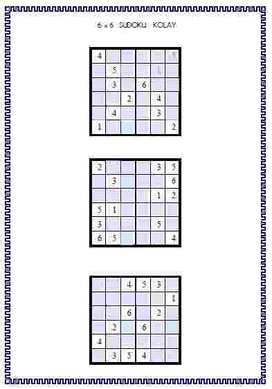 Sudoku 6x6 - 6 (Etkileşimli )