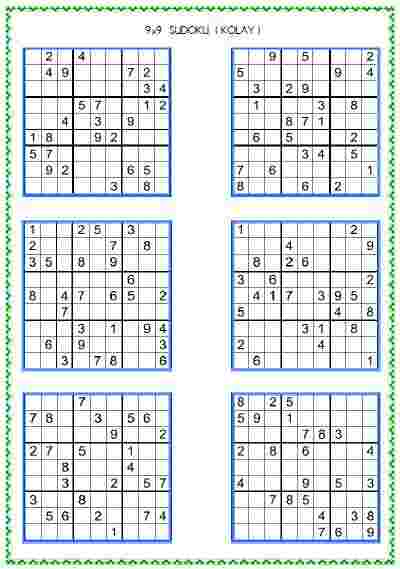 Sudoku Kolay  6  ( 9x9 )