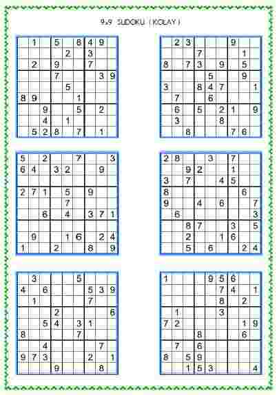 Sudoku Kolay 20 ( 9x9 )