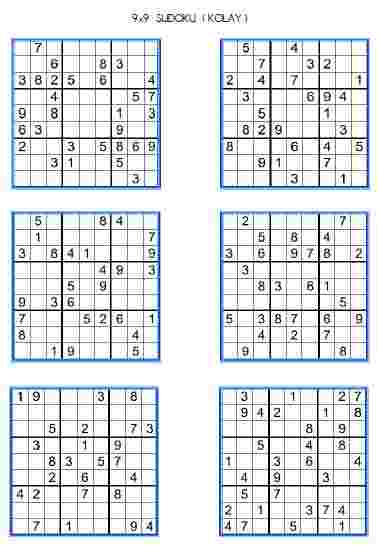 Sudoku Kolay  5  ( 9x9 )