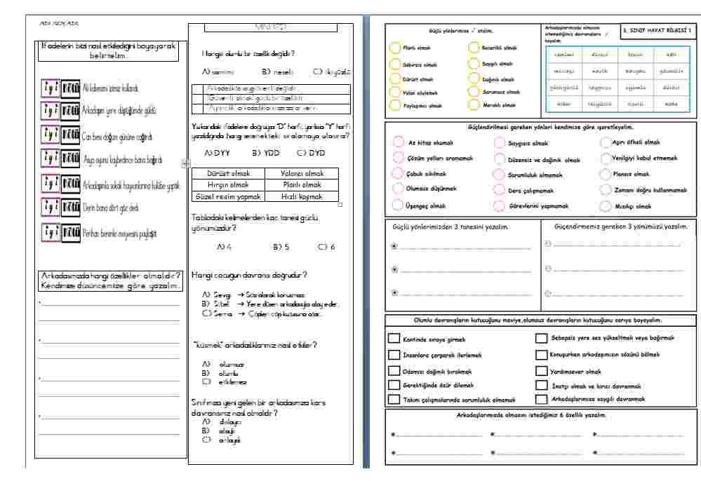 HAYAT BİLGİSİ ETKİNLİK 1